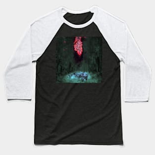 Digital collage and special processing. Mystic forest. Night, sky, stars. Light green and red. Baseball T-Shirt